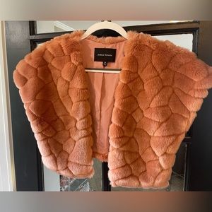 Faux Fur Vintage Lined Bolero Coral/Peach
